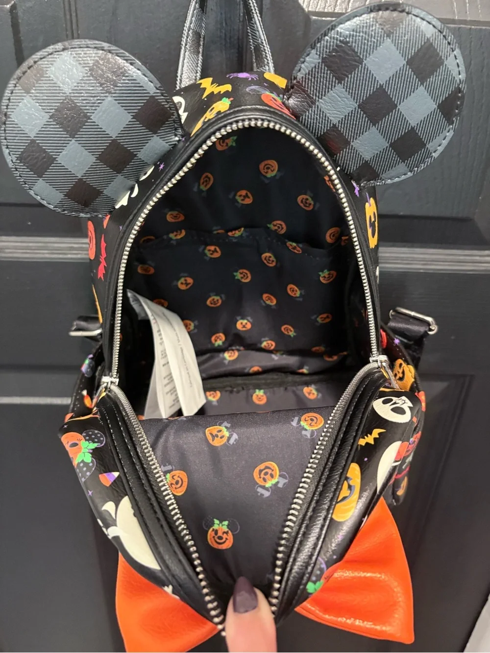 LOUNGEFLY Disney Parks 2021 Minnie Mouse Halloween AOP Backpack: COLLECTIBLE